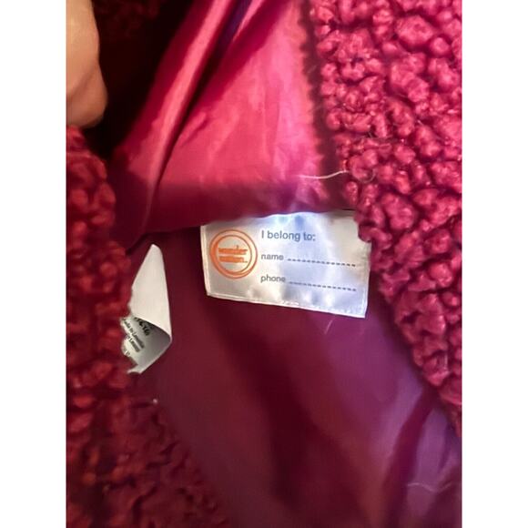 WONDER NATION Girls Size XL 14-16 Maroon Dark Red Teddy Bear Jacket - Picture 6 of 8